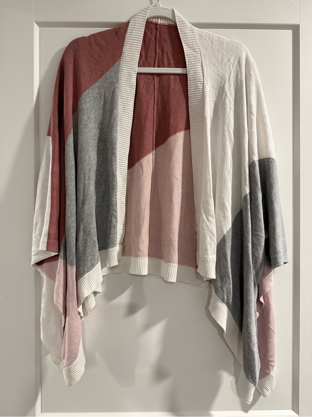 lululemon athletica Pink, Gray & White Colorblock Wrap Cardigan